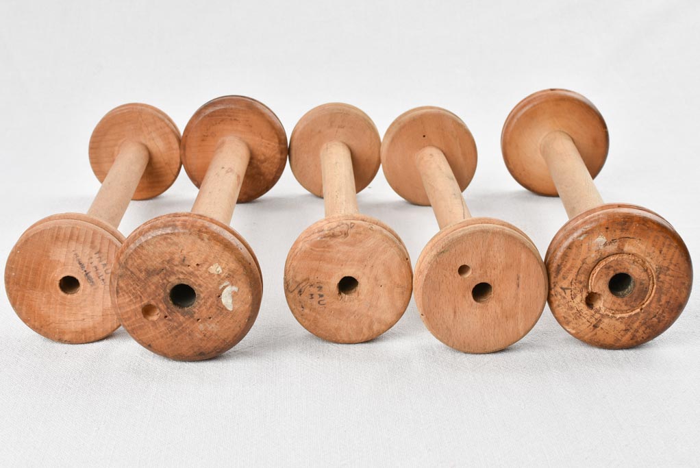 Rustic aesthetic wooden bobbins ensemble