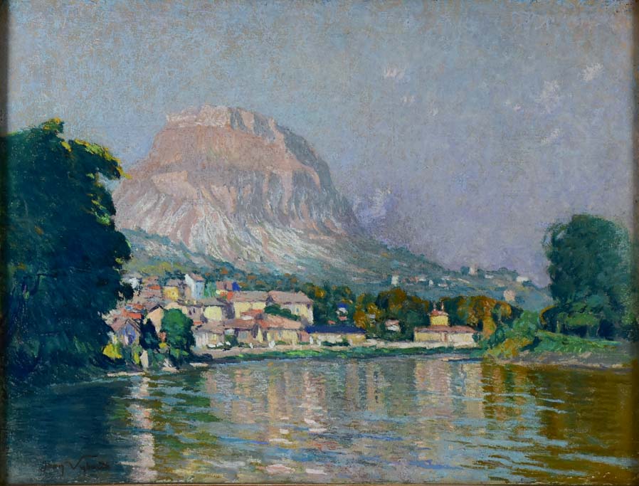 Pastel and gouache of Mont Saint-Eynard - Jean August Vyboud (1872 - 1944) 26" x 32¼"