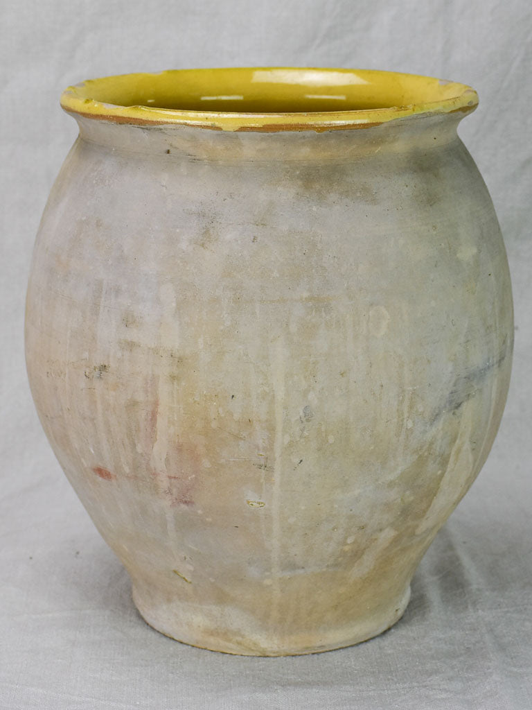 Antique French confit pot with yellow glaze from Castelnaudary 13½"