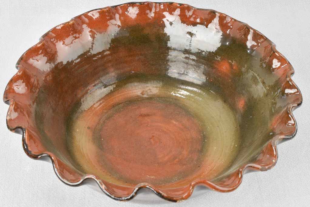 Vintage ceramic rippled-edge decorative bowl