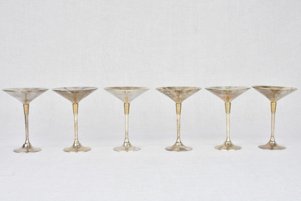 Martini/Champagne coups, silver plate, vintage (6)