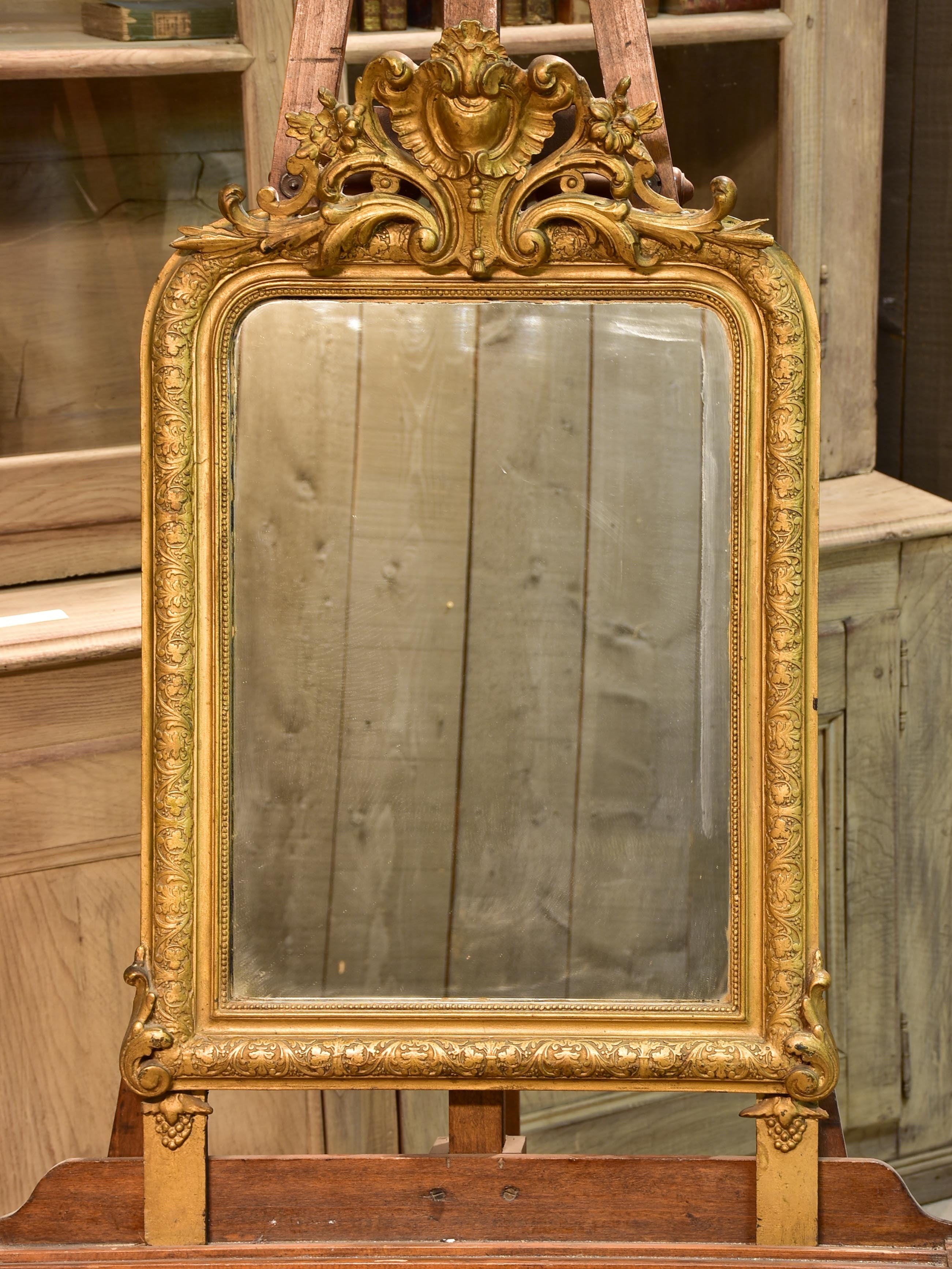 Late 19th century Napoleon III mirror with pediment