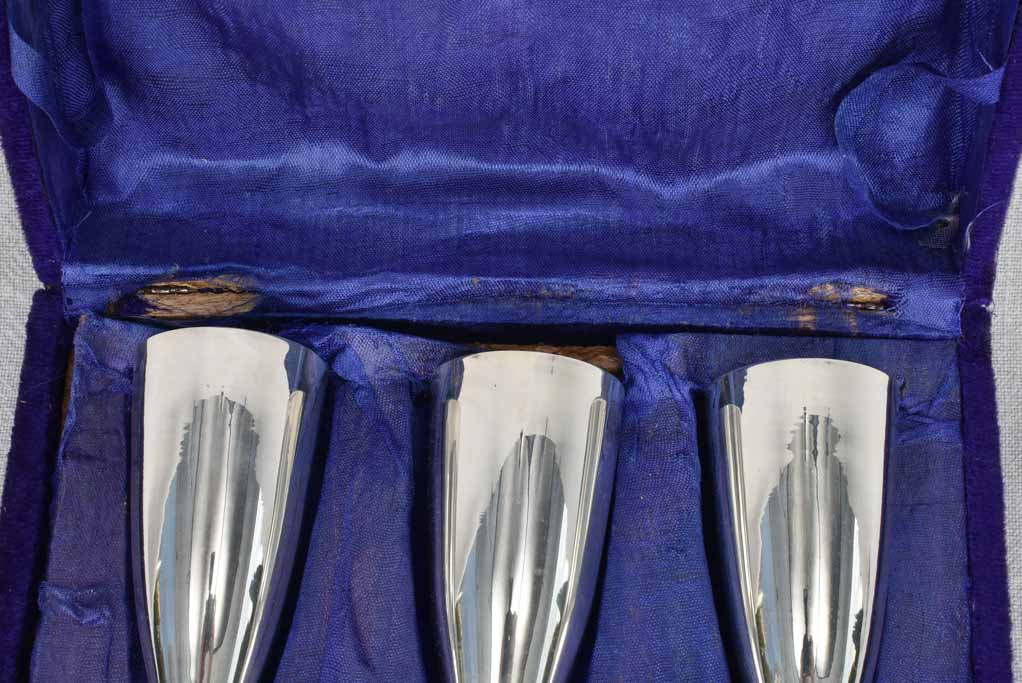 Champagne flutes, silver-plate (6 w/original box)