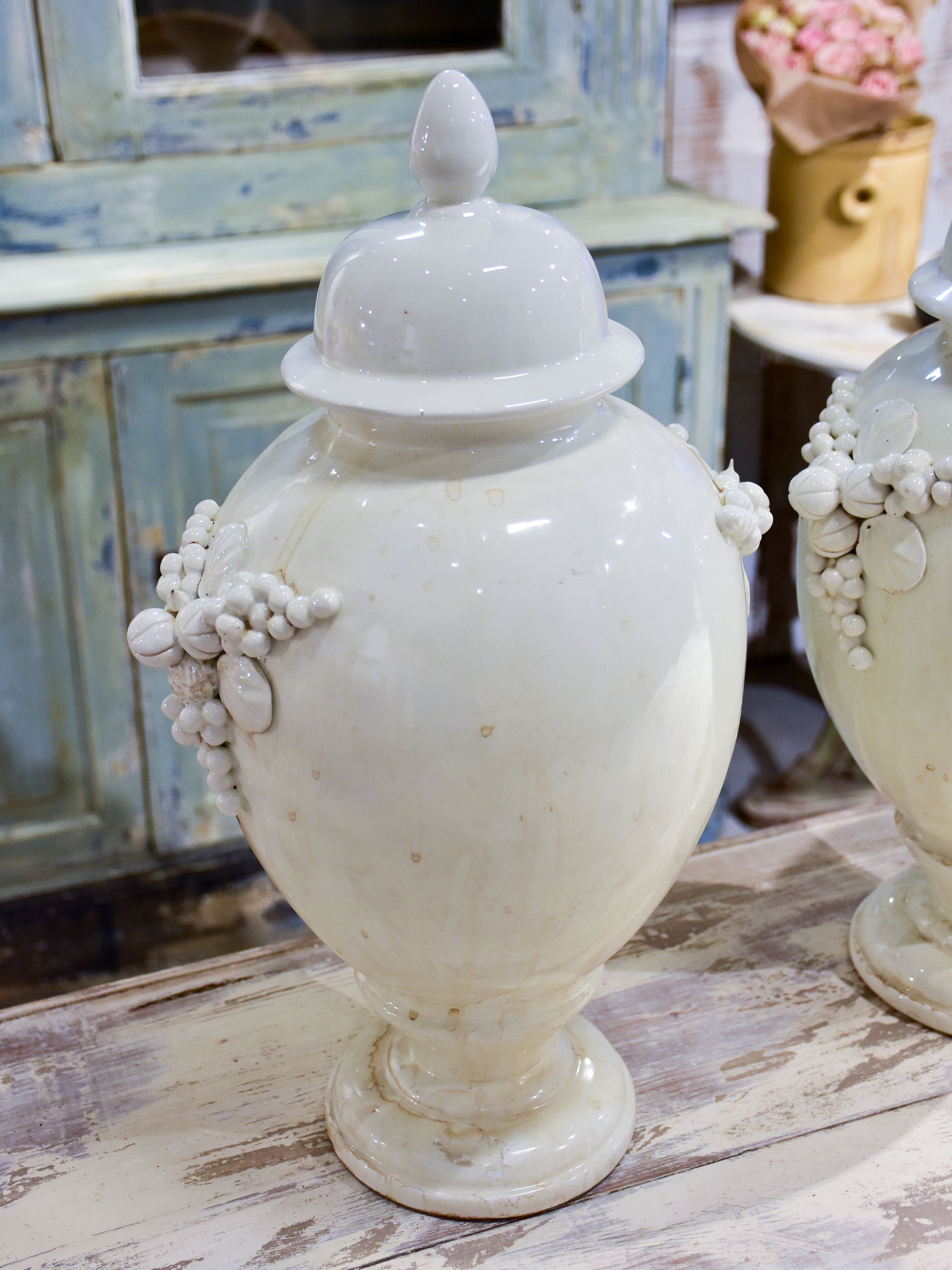 Collection of three antique ironstone pharmacy jars