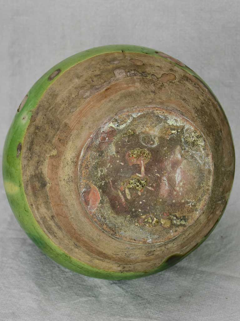 Antique French water cruche with green glaze 15¾"