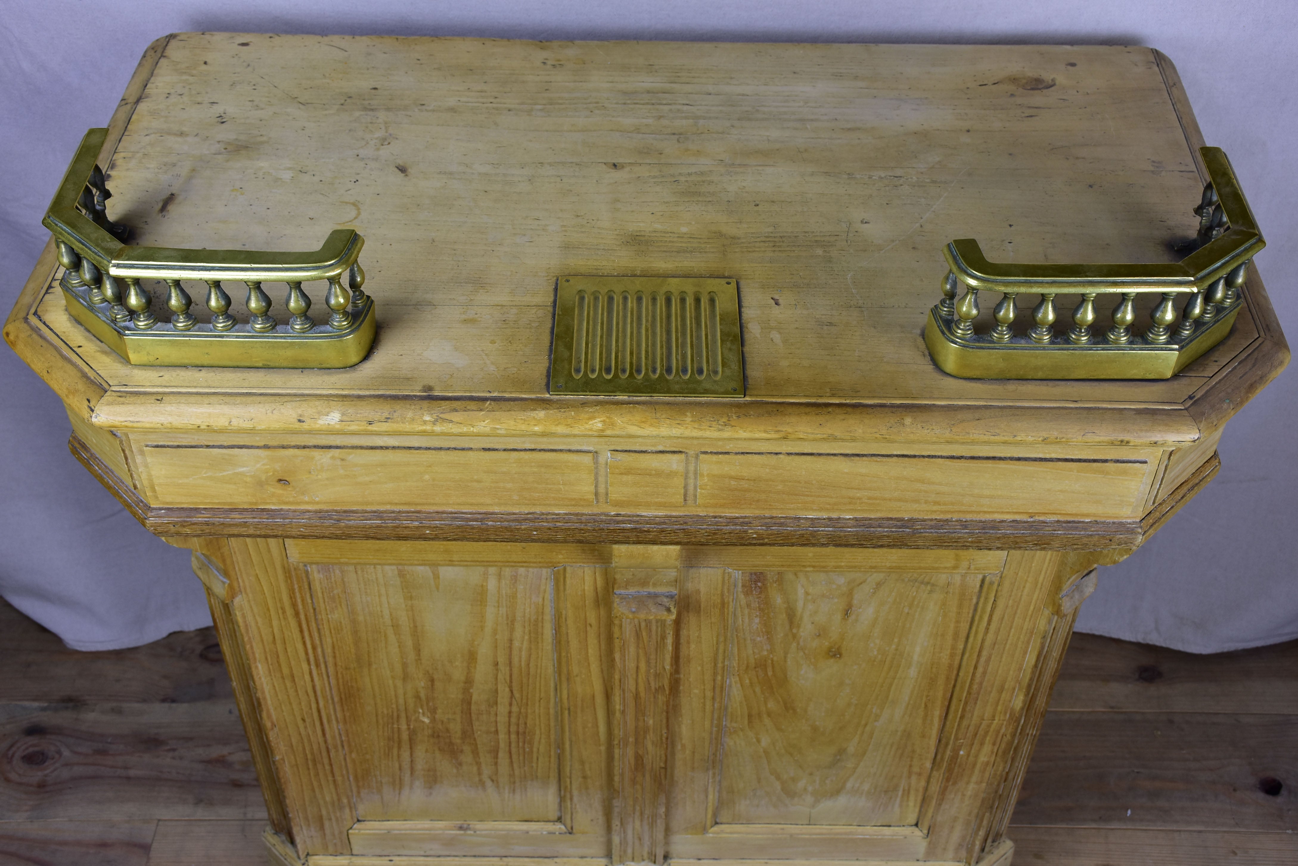 Antique French shop counter with gallery and coin tray