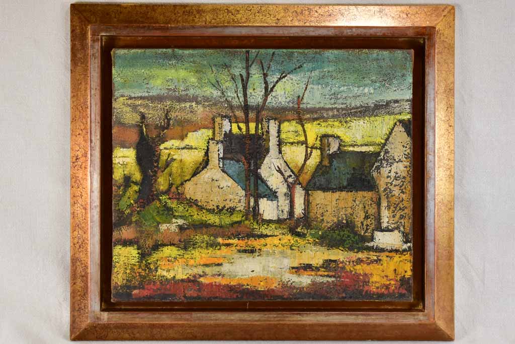 Winter village landscape Paul Kerouedan 1950's - 24½" x 28"