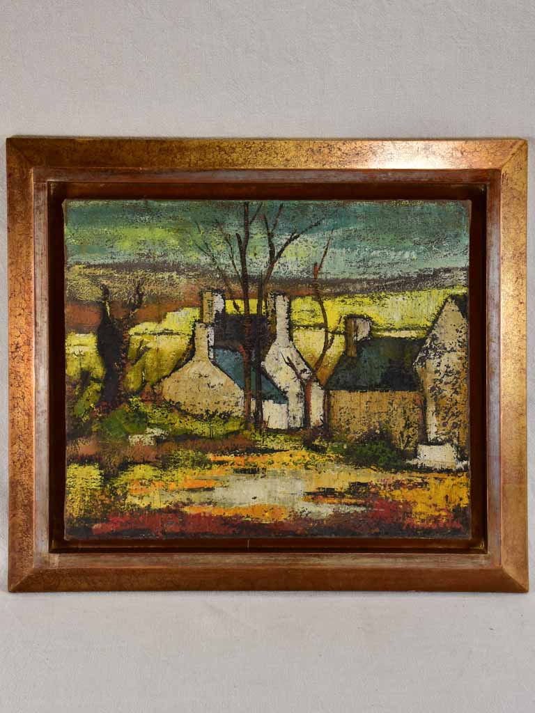 Winter village landscape Paul Kerouedan 1950's - 24½" x 28"