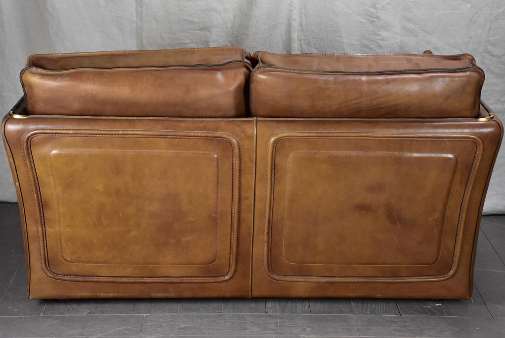 French mid century leather Roche Bobois sofa