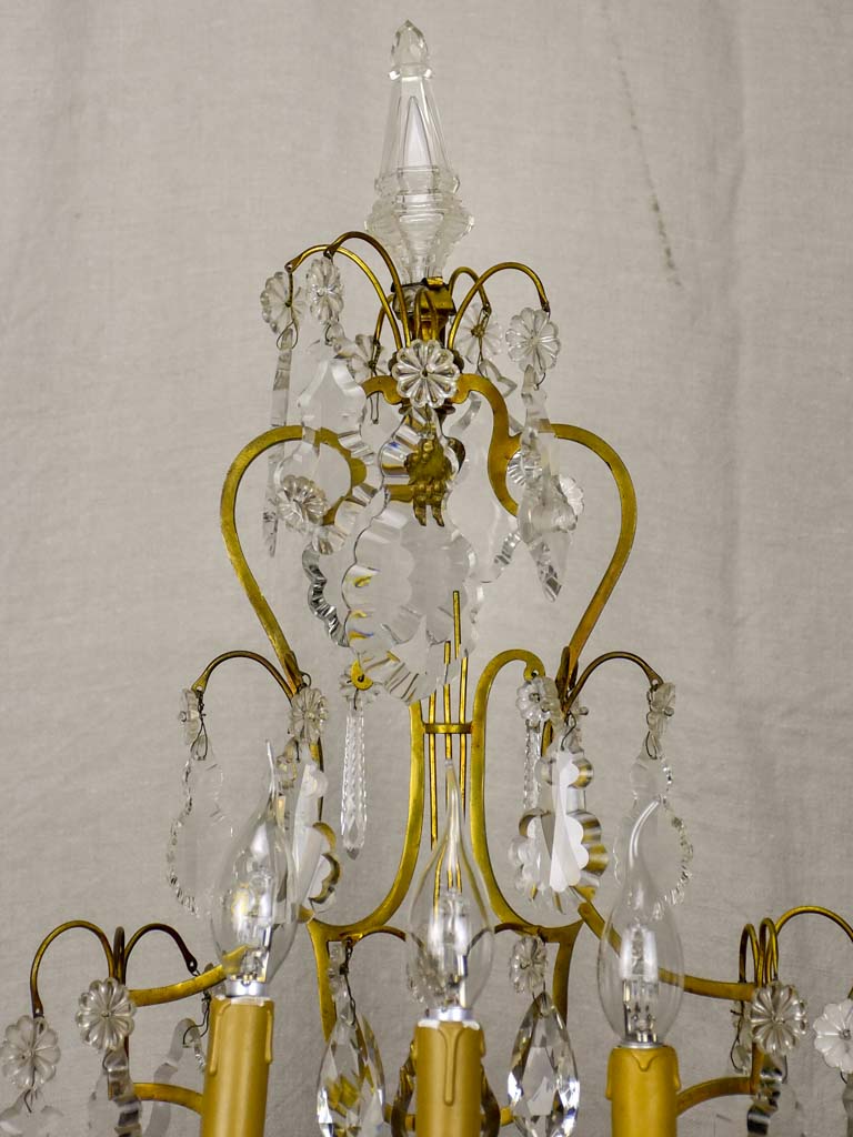 1940's French bronze and crystal table lamp