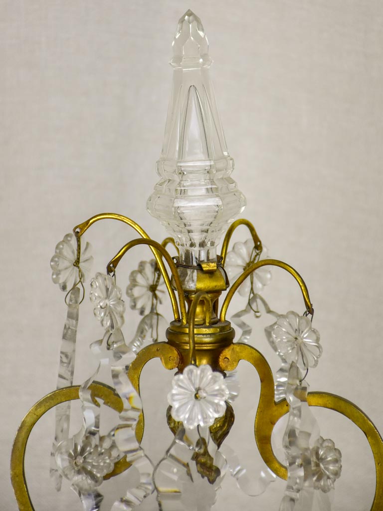 1940's French bronze and crystal table lamp