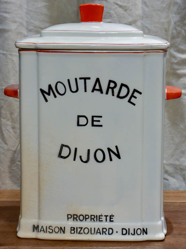 Large antique French mustard distribution pot - Digoin Sarreguemines