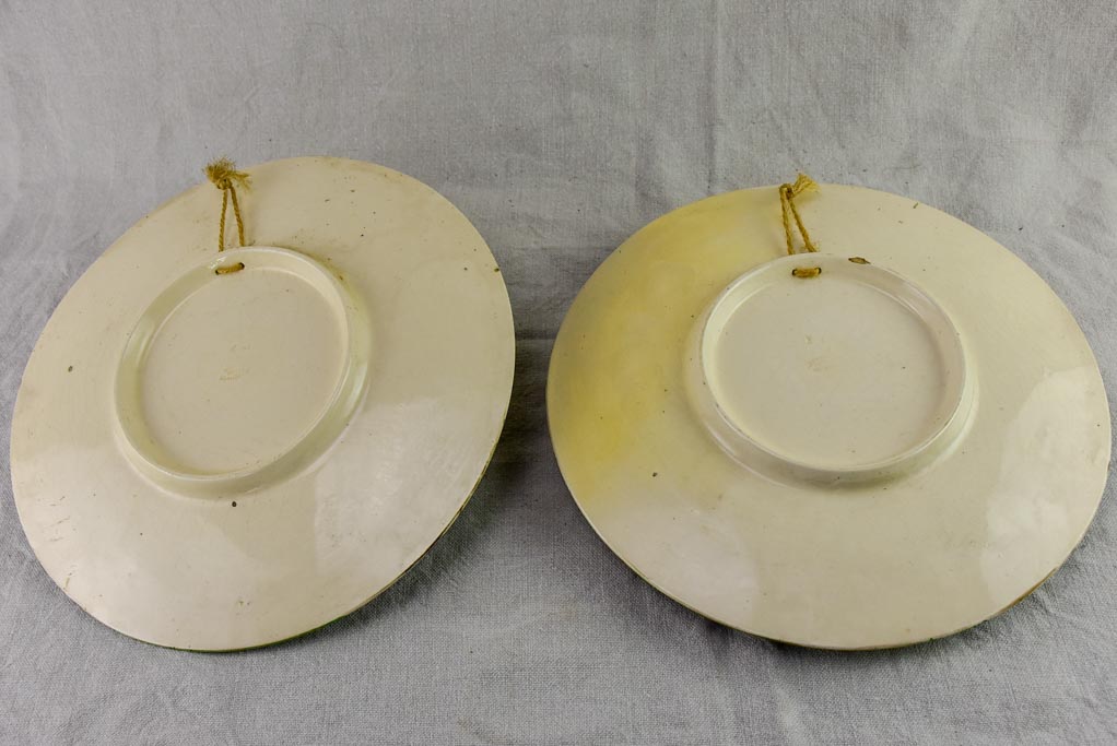 Two Barbotine plates decorated with lemons and oranges - Longchamp 19th Century 12½"