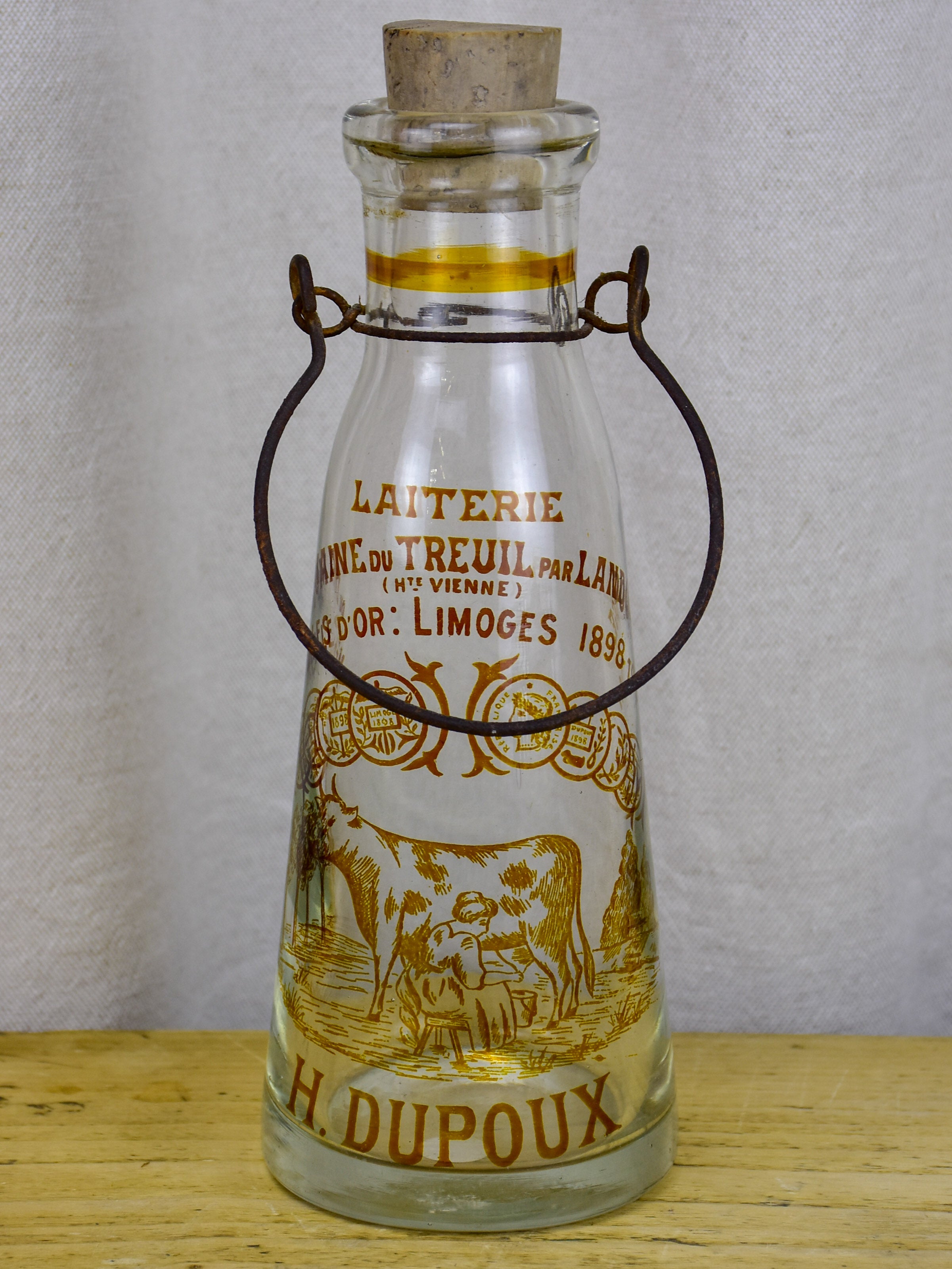 Antique French glass milk bottle - Dupoux