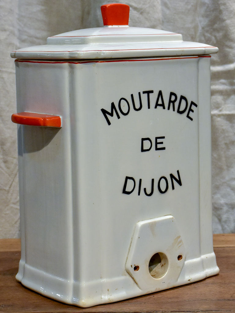 Large antique French mustard distribution pot - Digoin Sarreguemines