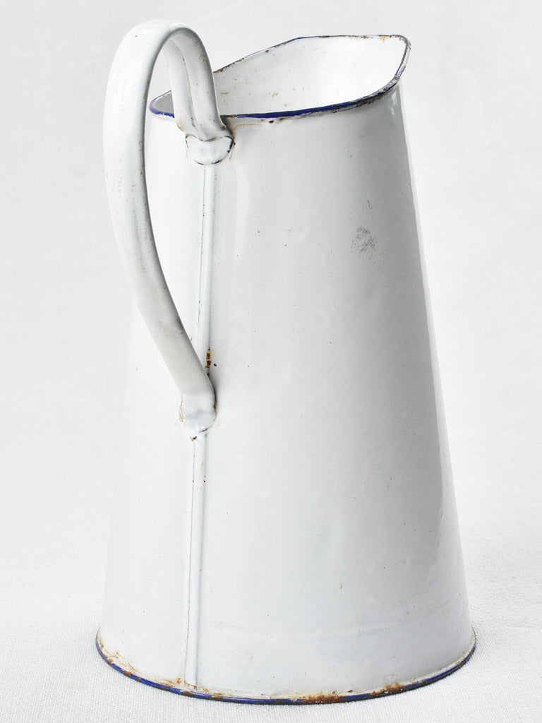 Blue and white rustic enamel jug