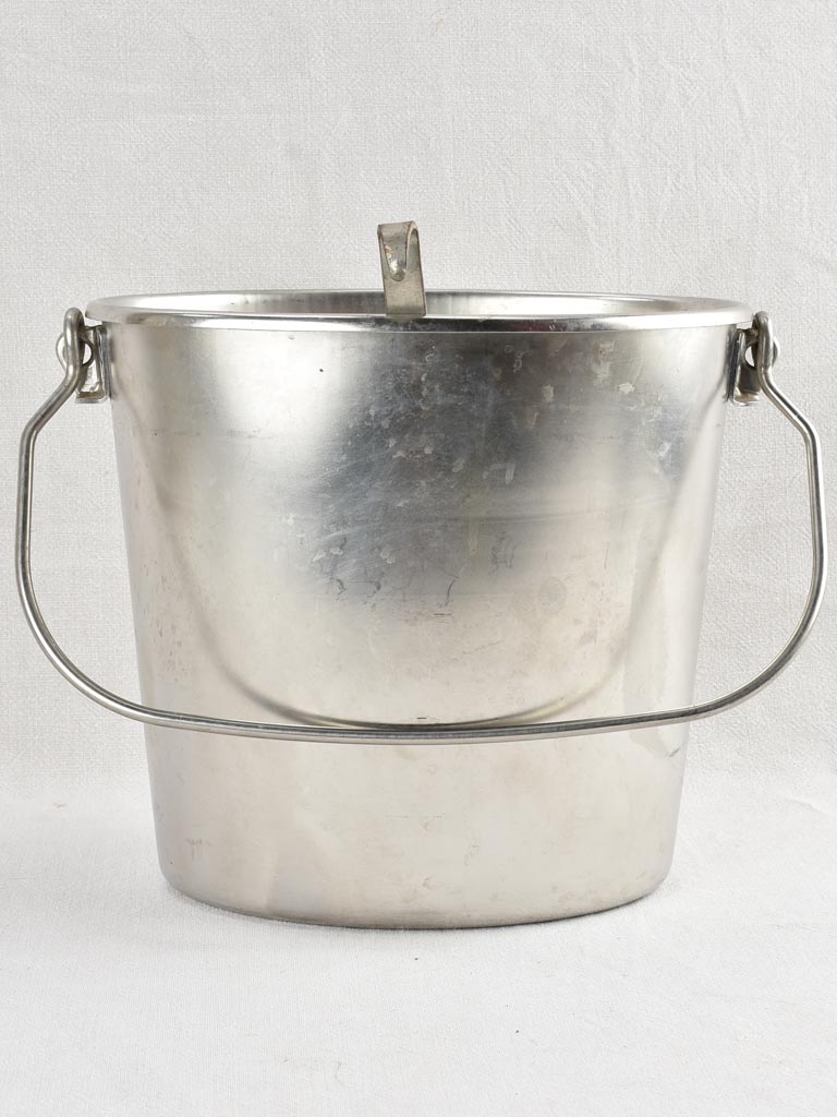 Vintage French milk bucket with ladle