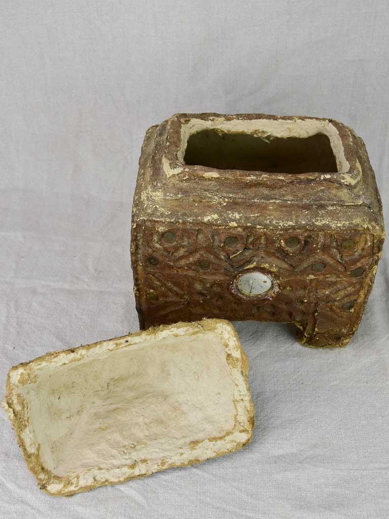 Antique paper mache box with a little mirror