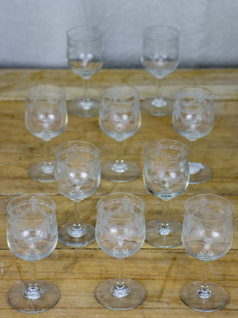 8 early 20th Century Louis XVI style wine glasses