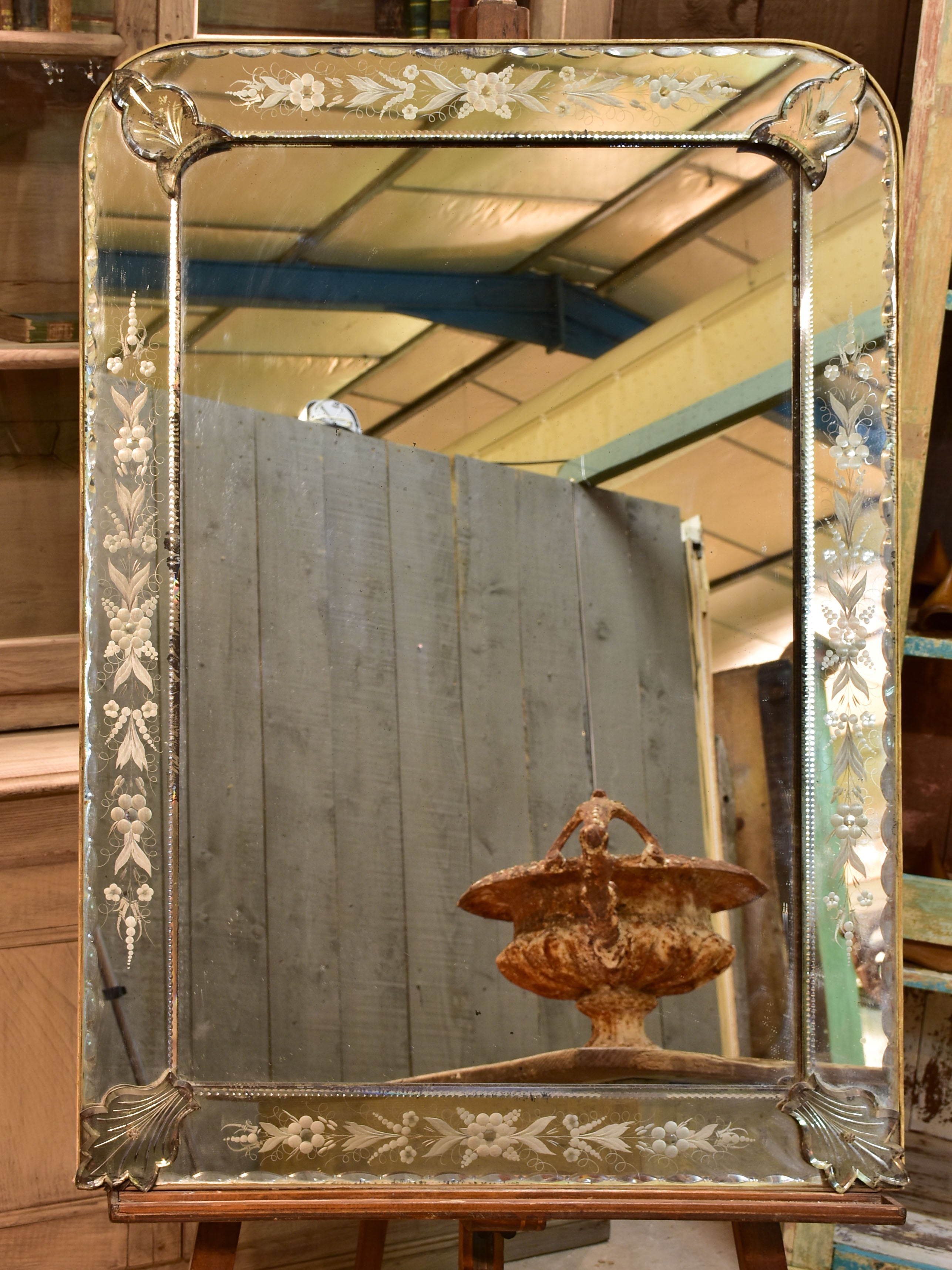 19th century etched and beveled Venetian Mirror