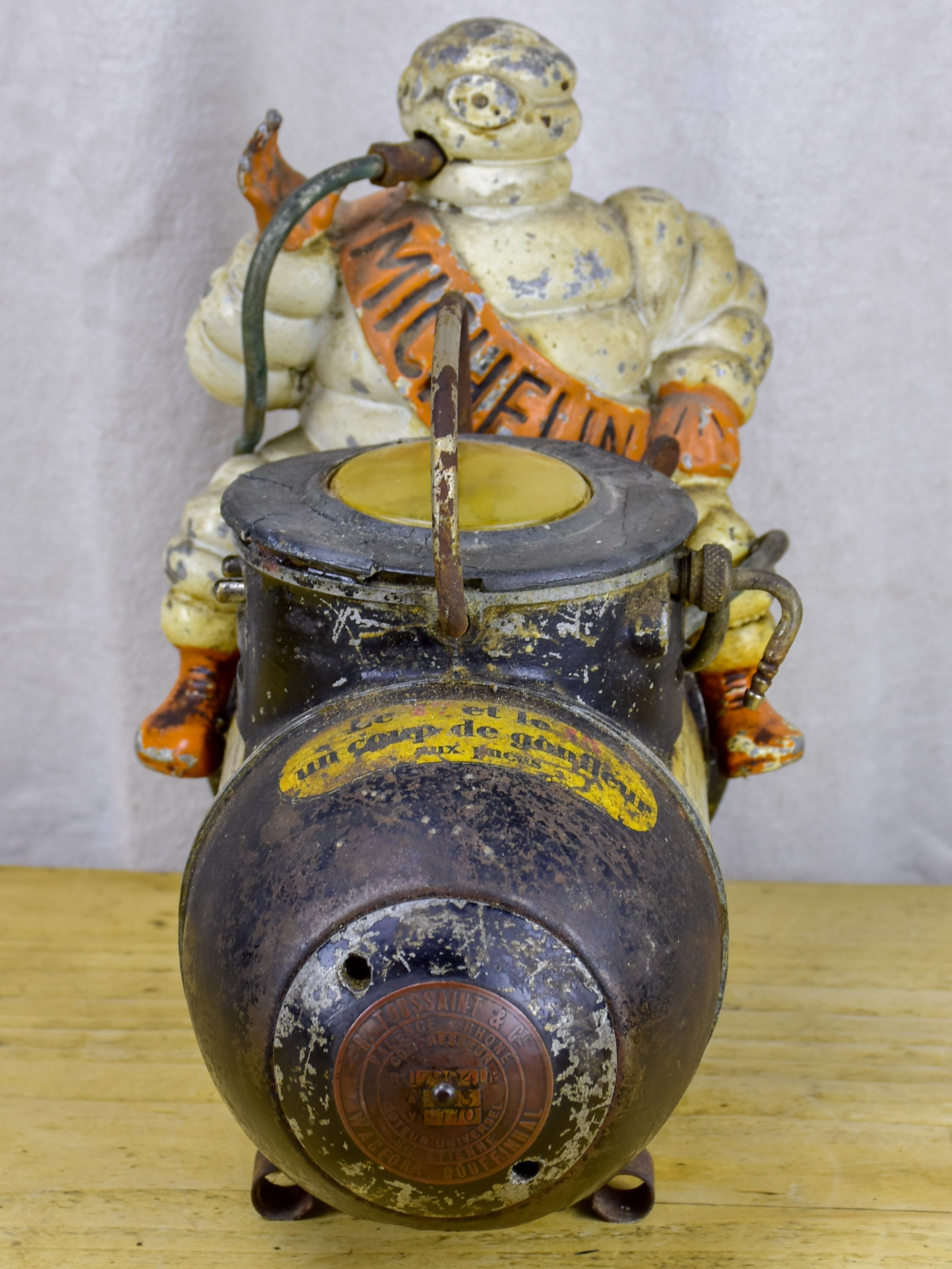 Antique French Michelin Man air compressor