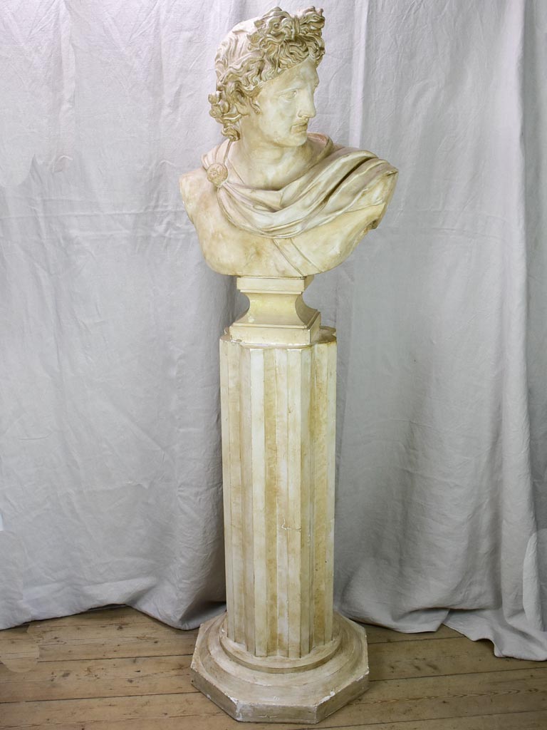 Large early 20th Century French plaster sculpture on a pedestal