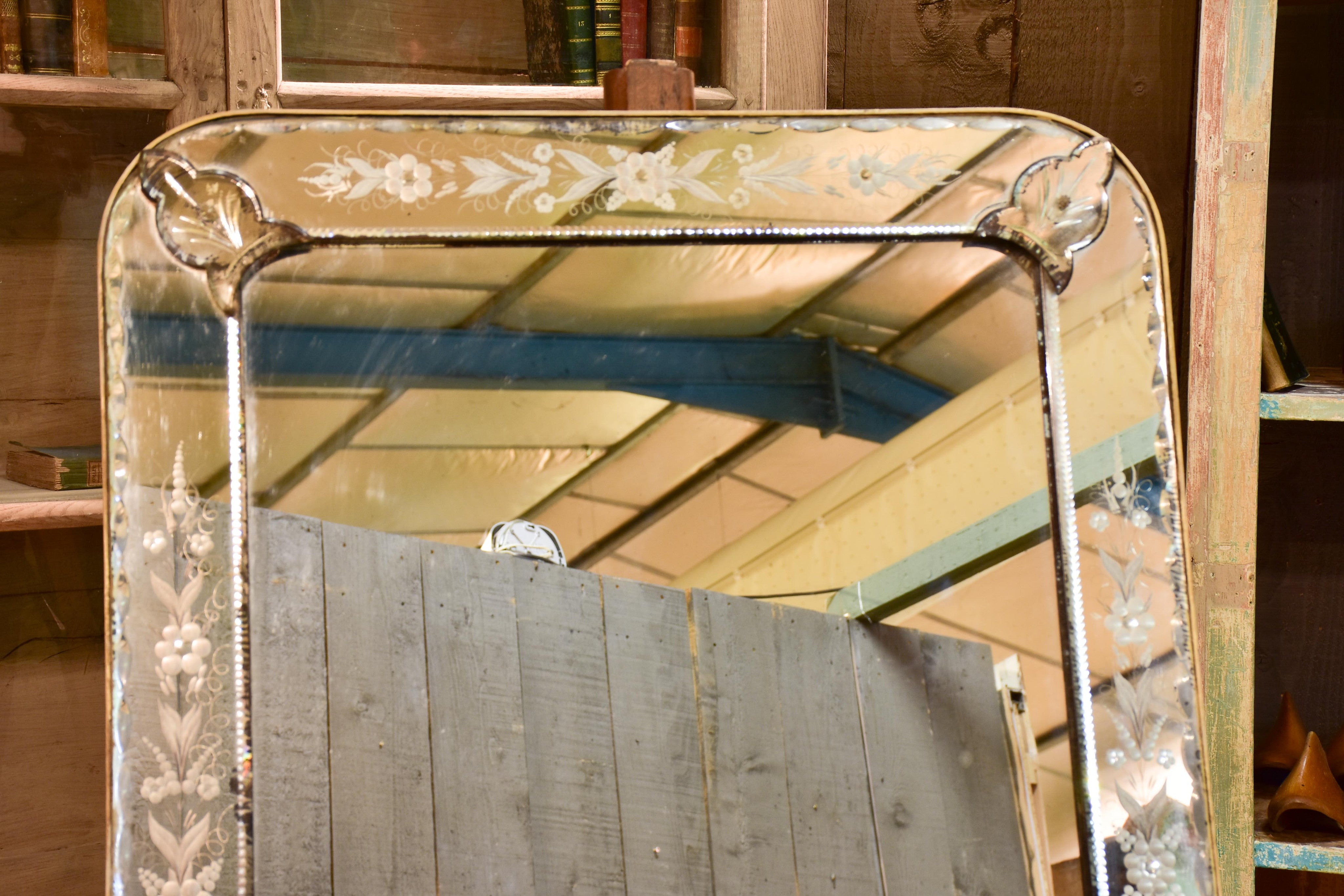 19th century etched and beveled Venetian Mirror