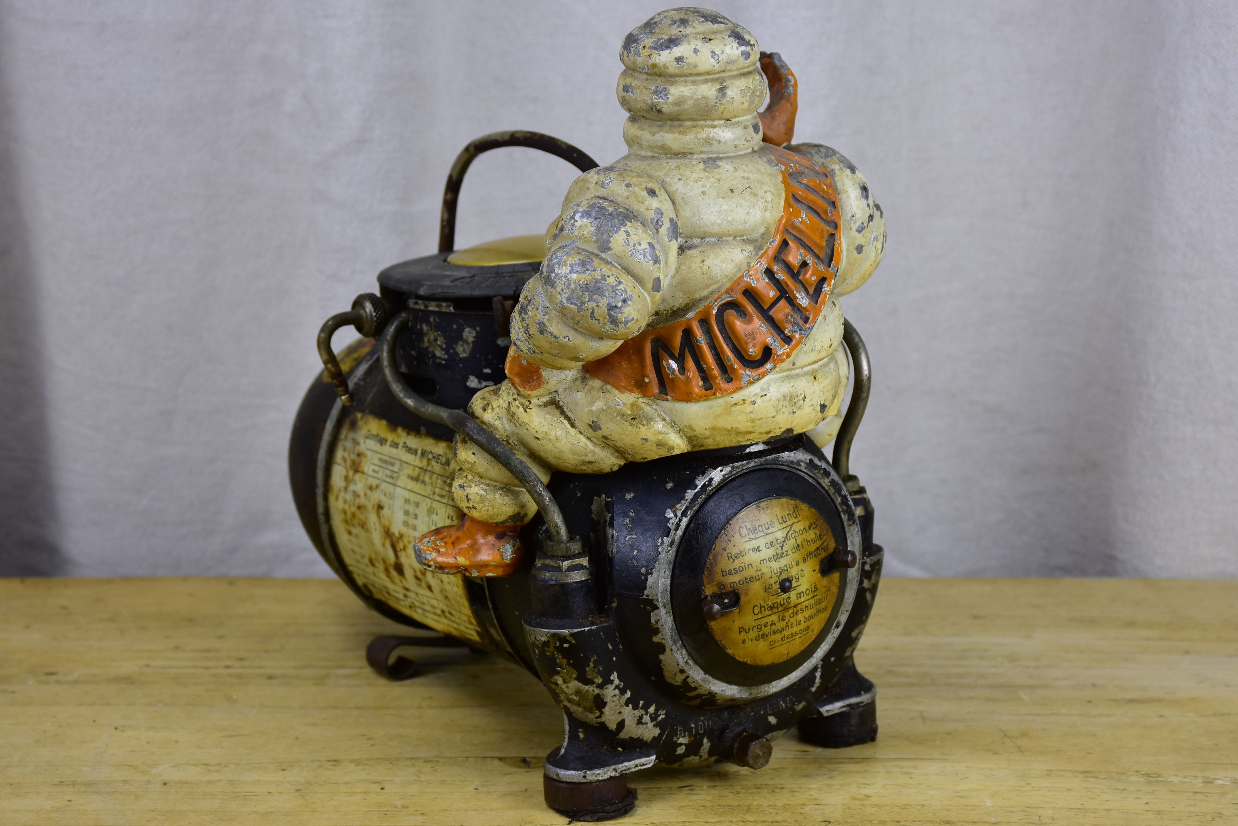 Antique French Michelin Man air compressor