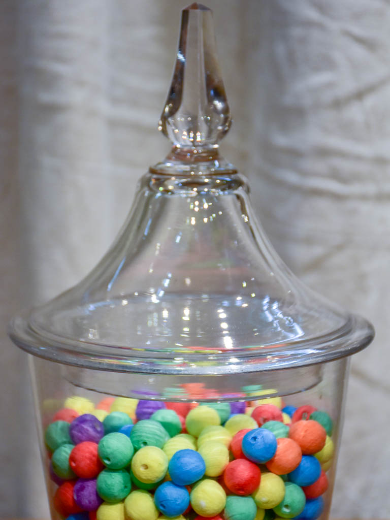 Late 19th Century French hand blown glass lolly jar with lid