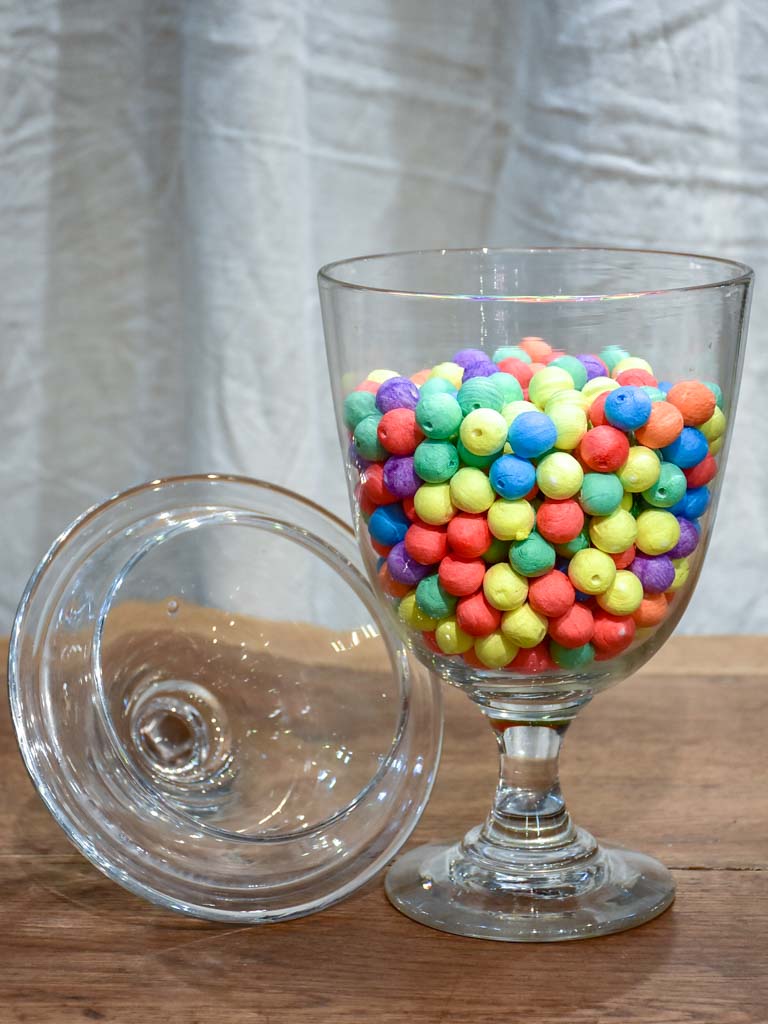 Late 19th Century French hand blown glass lolly jar with lid