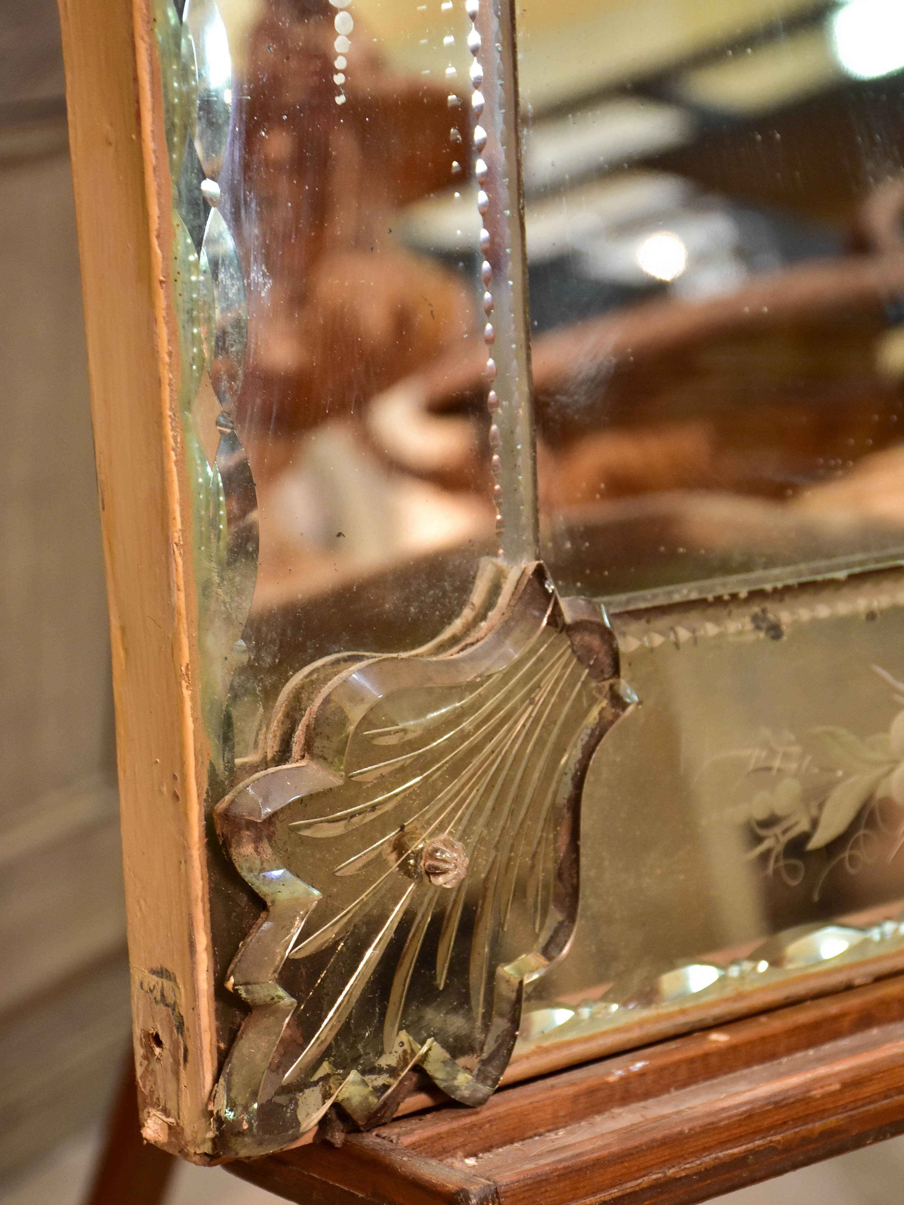 19th century etched and beveled Venetian Mirror