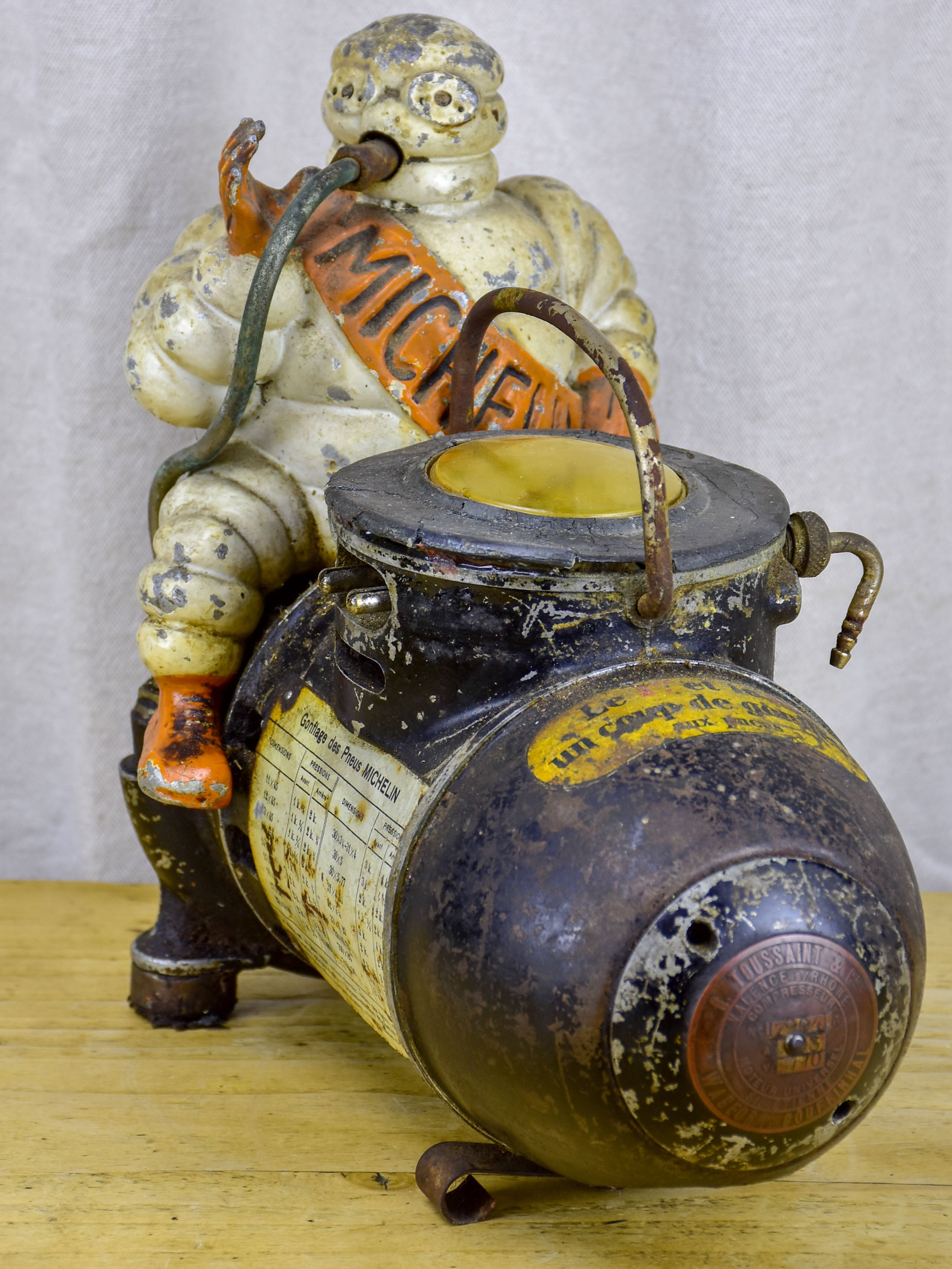 Antique French Michelin Man air compressor