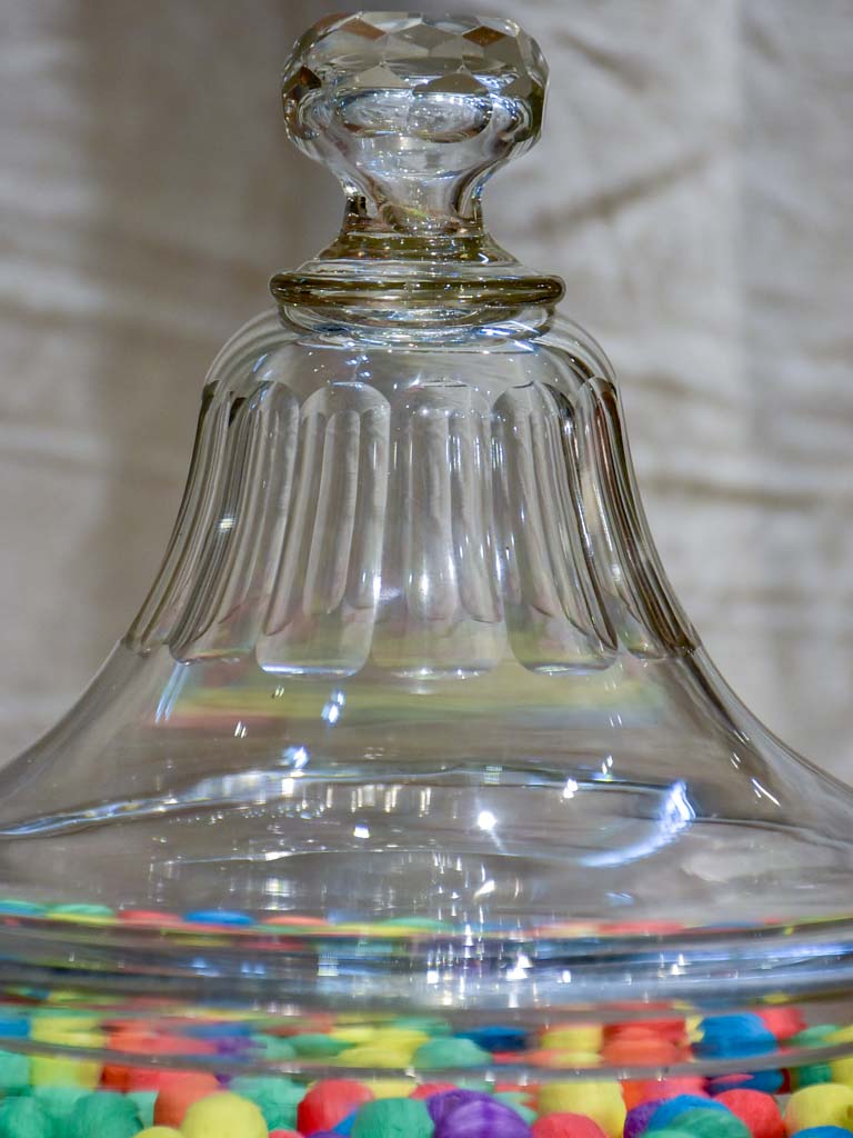 Large antique French hand blown glass jar with lid