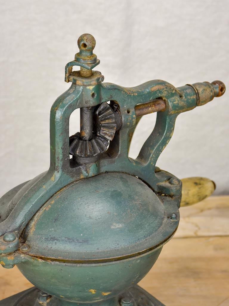 Early 20th Century Peugeot coffee mill - green cast iron