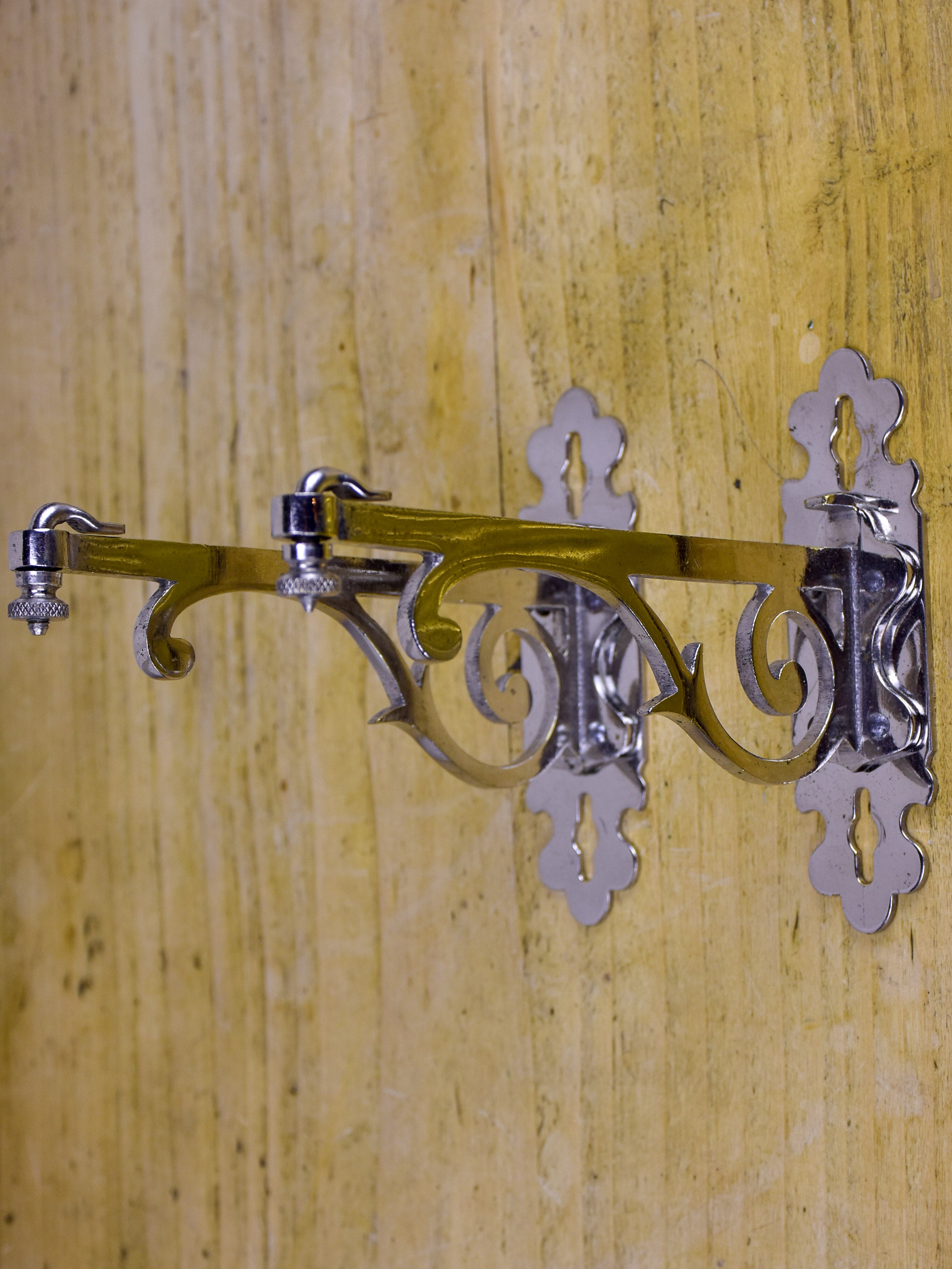 Two pairs of antique French wall brackets for glass shelves