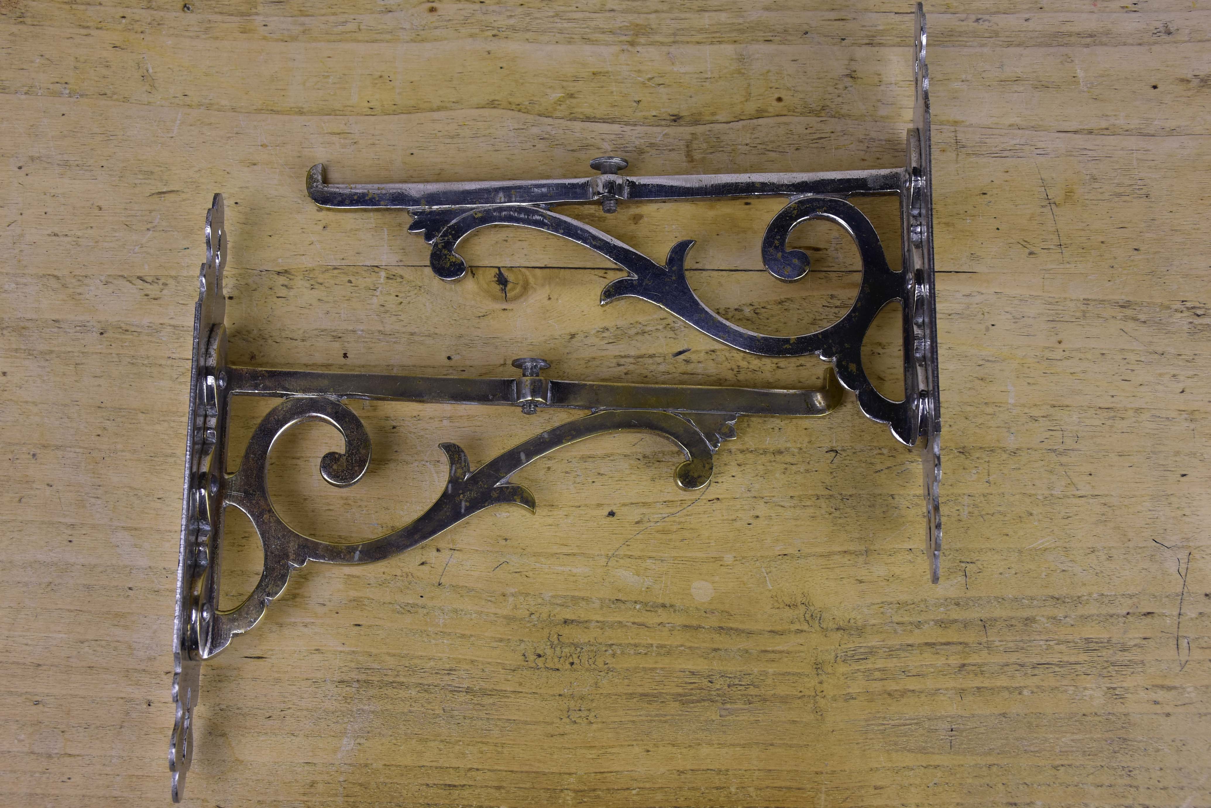 Pair of antique French wall brackets for glass shelves