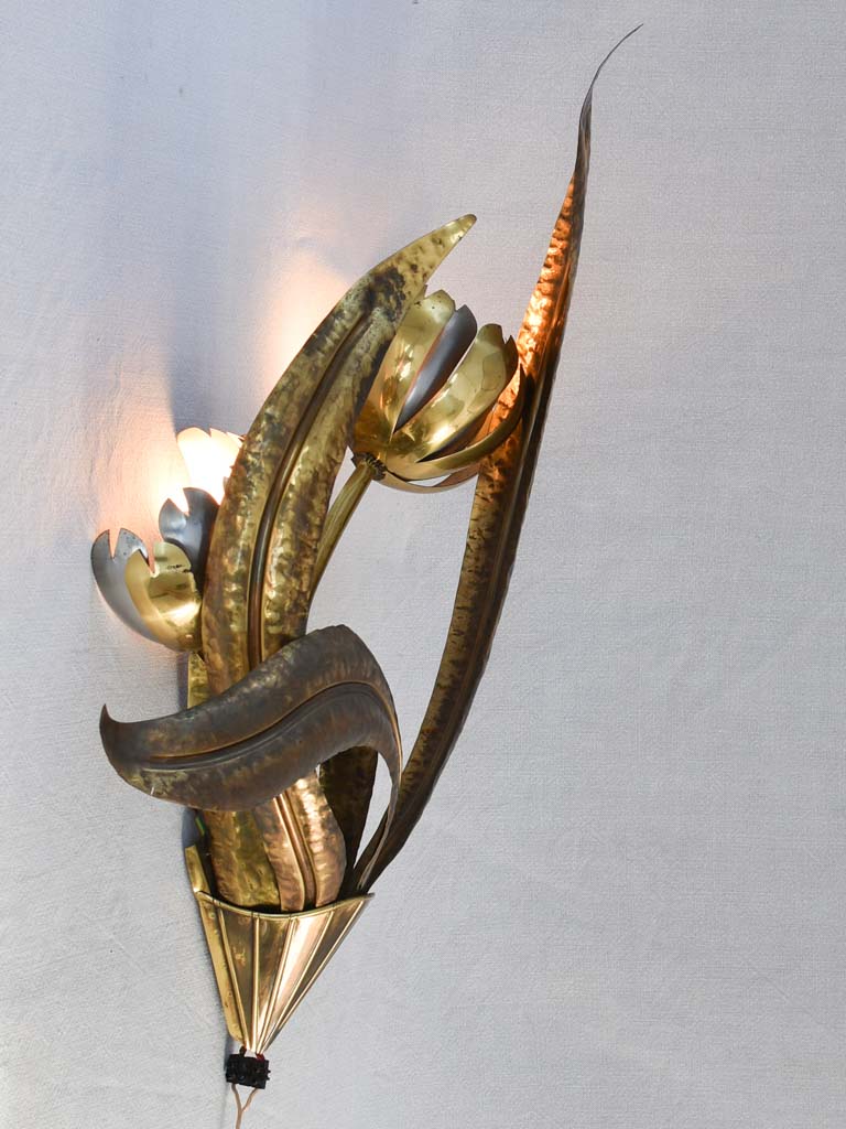 Wall sconces, vintage flower, silver and gold 27¼"