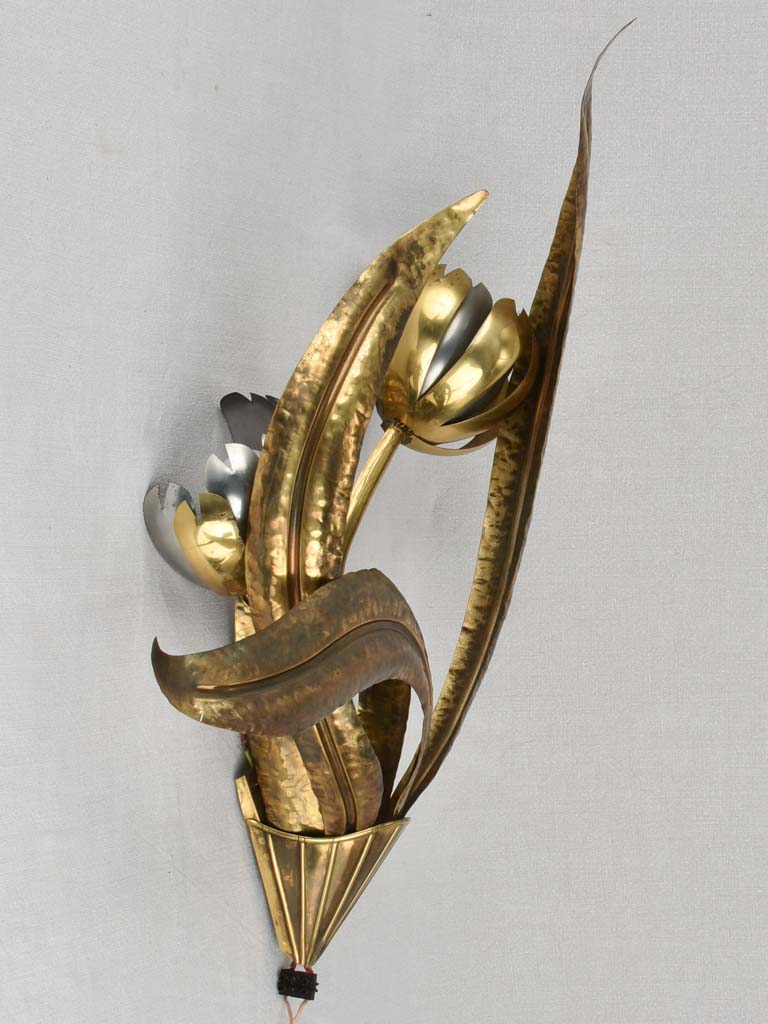 Wall sconces, vintage flower, silver and gold 27¼"