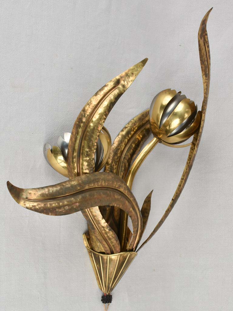 Wall sconces, vintage flower, silver and gold 27¼"