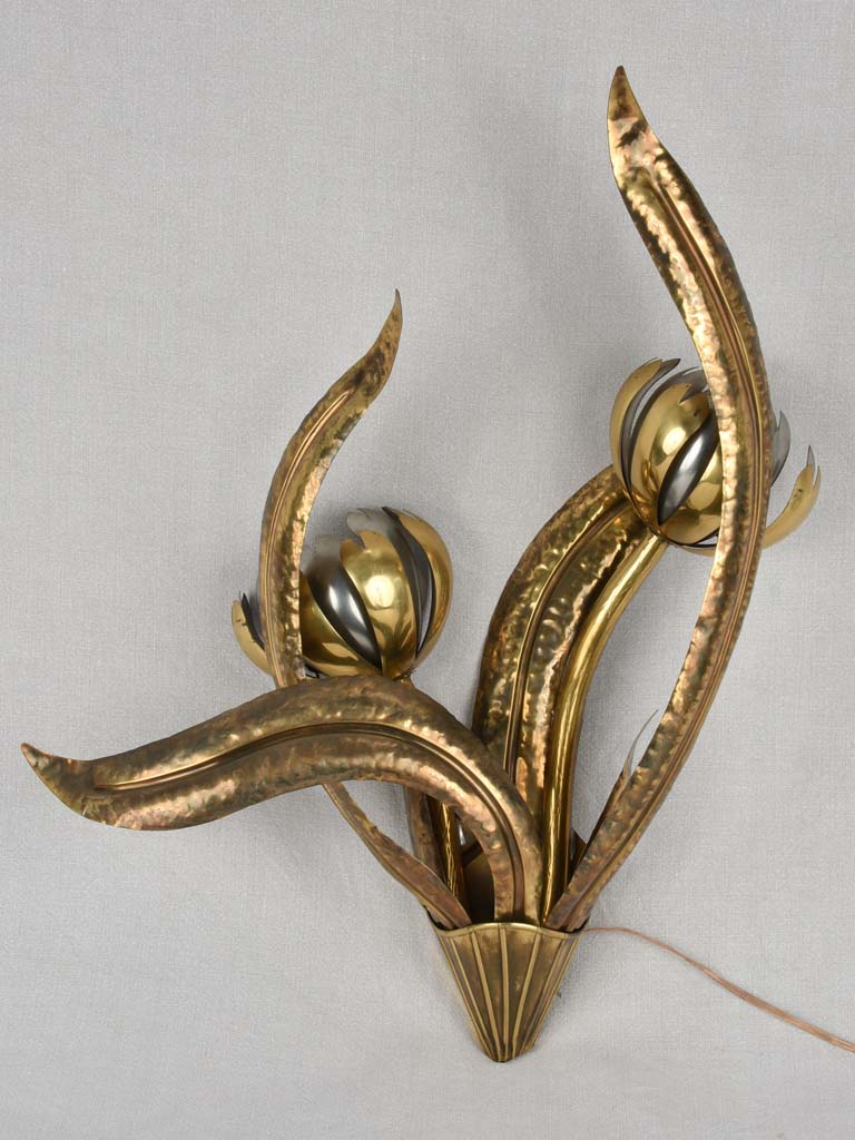 Wall sconces, vintage flower, silver and gold 27¼"