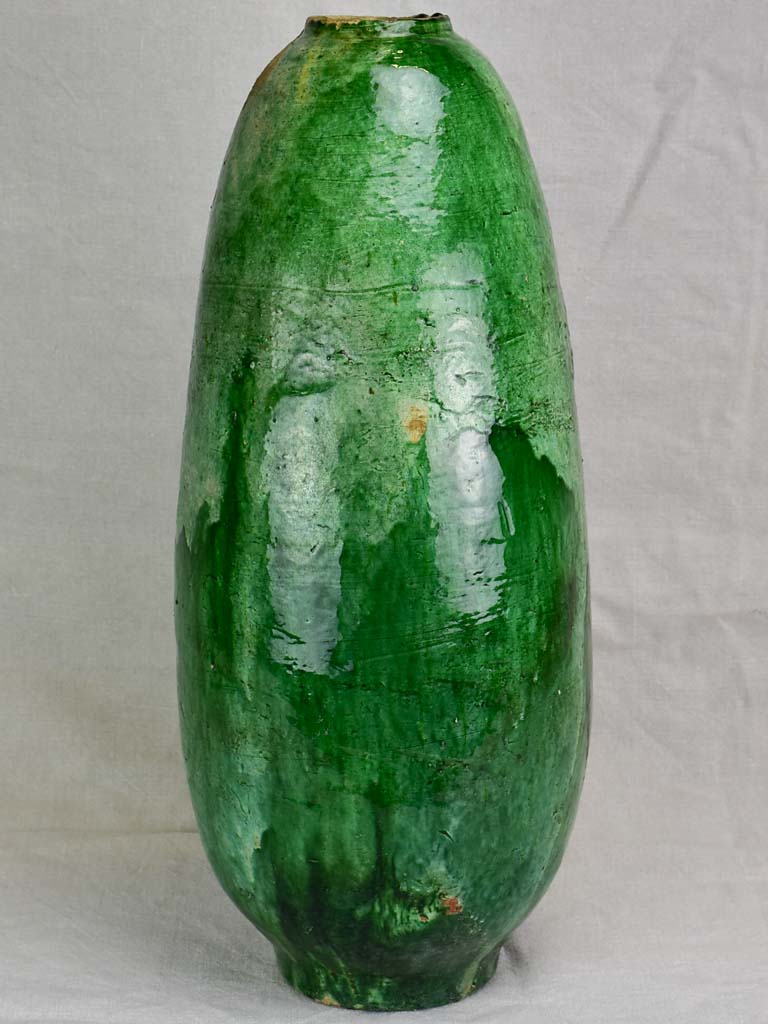 Very large French vintage pot with green glaze 24¾"