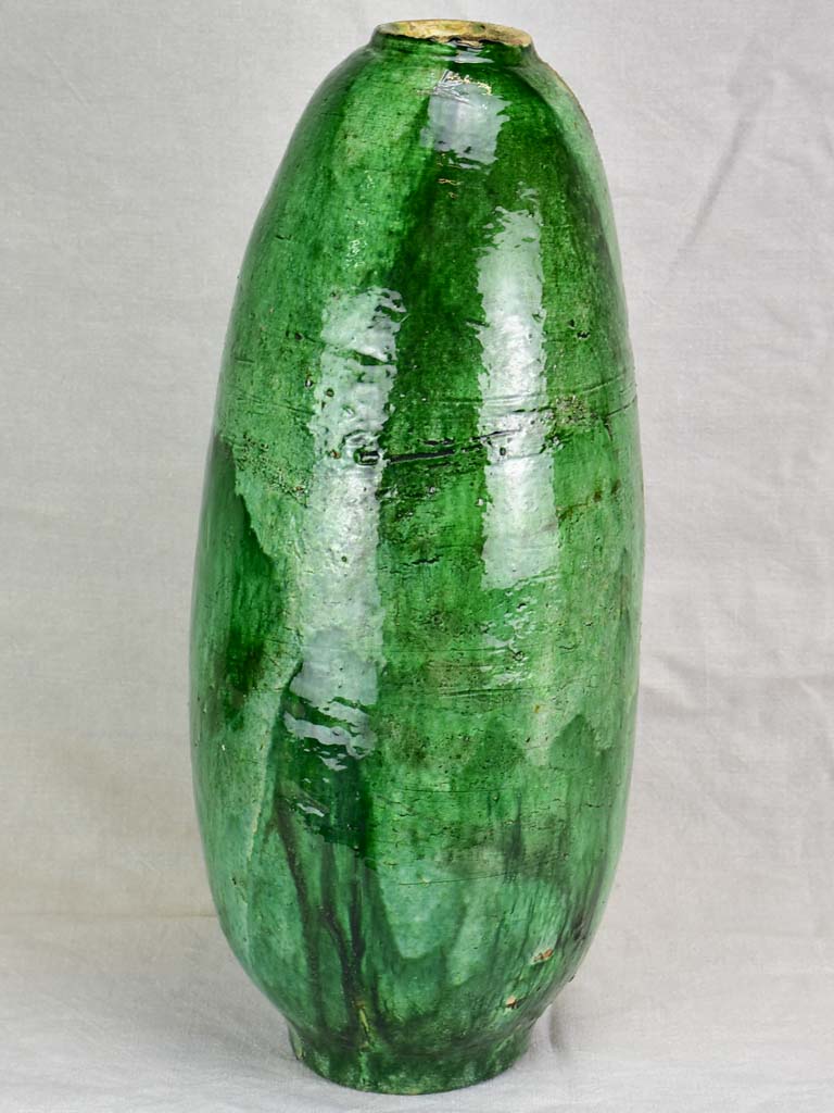 Very large French vintage pot with green glaze 24¾"