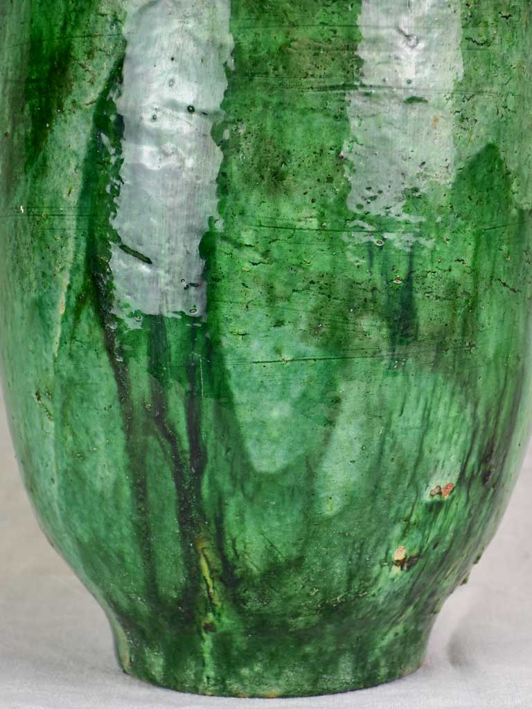 Very large French vintage pot with green glaze 24¾"