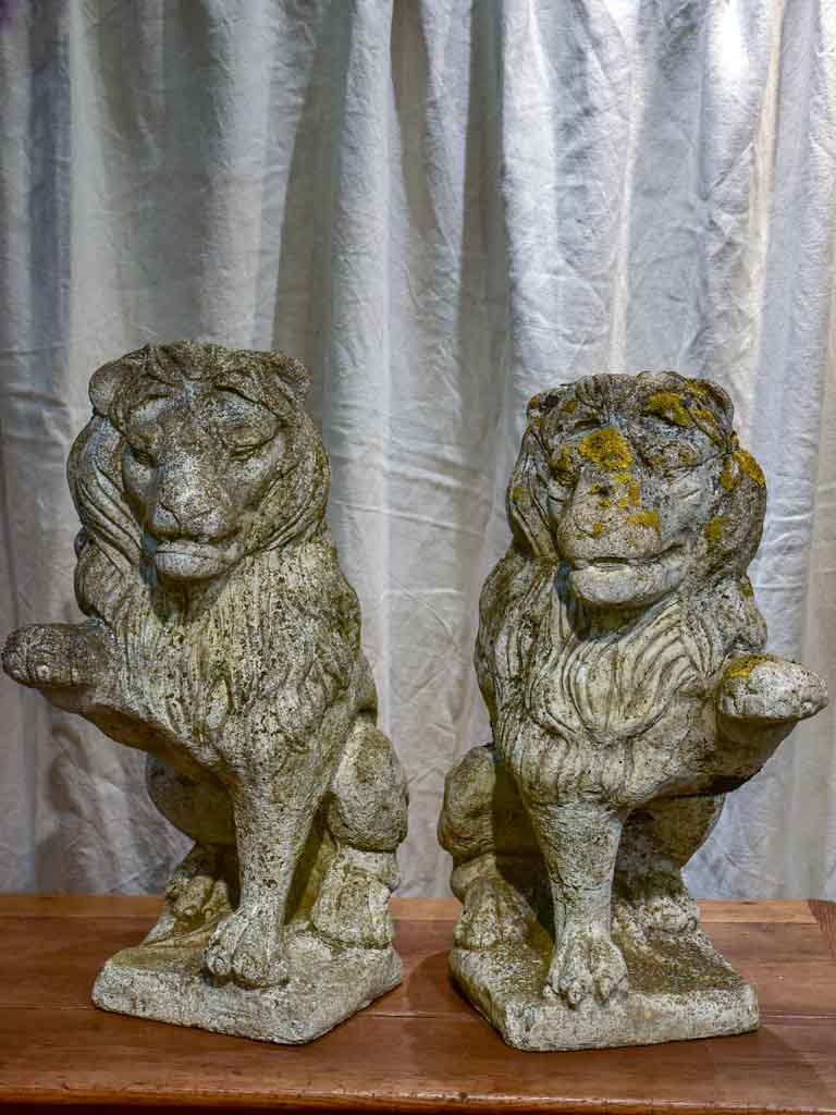 Pair of vintage French garden lions