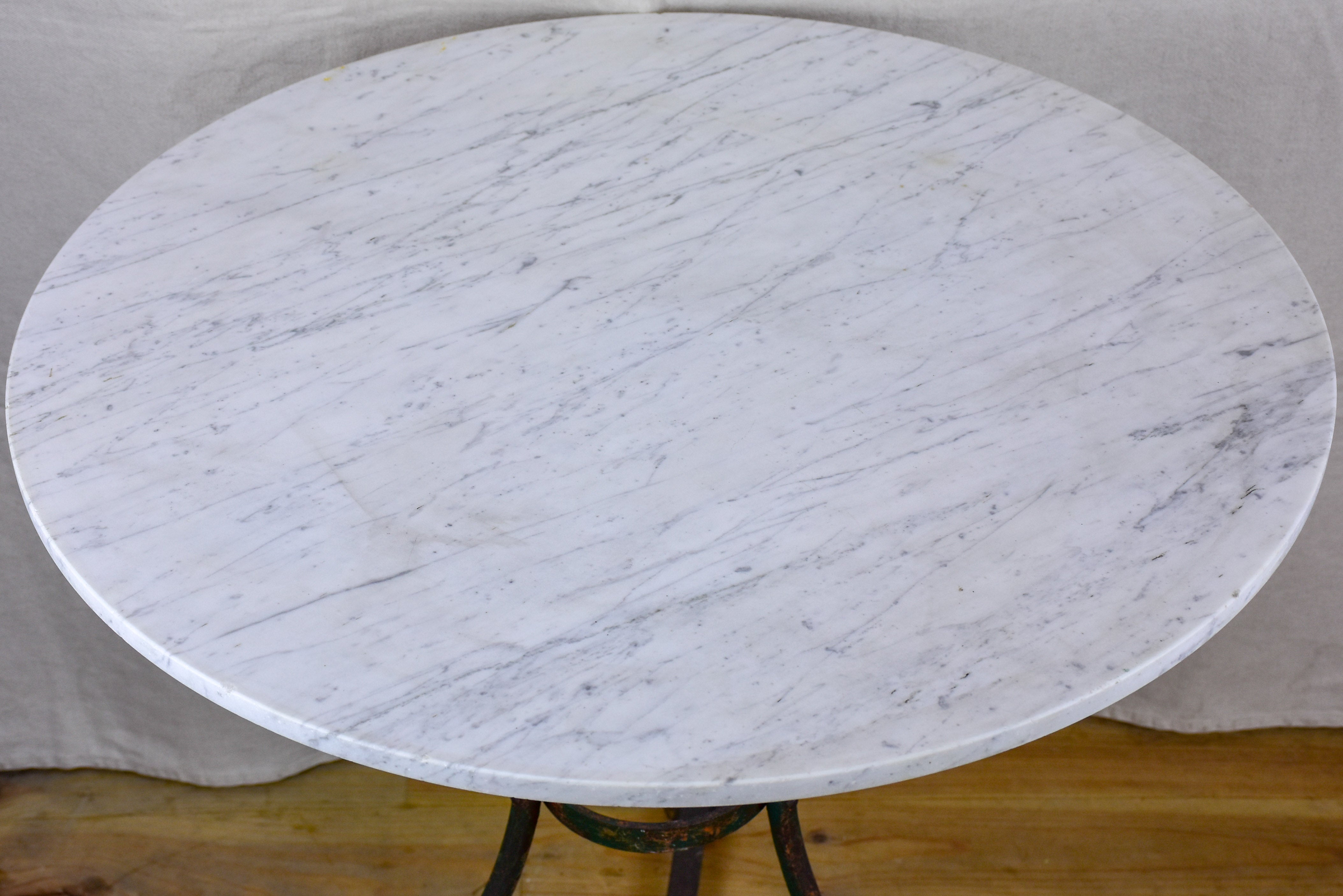 French garden table with marble top