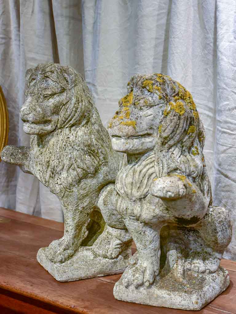 Pair of vintage French garden lions