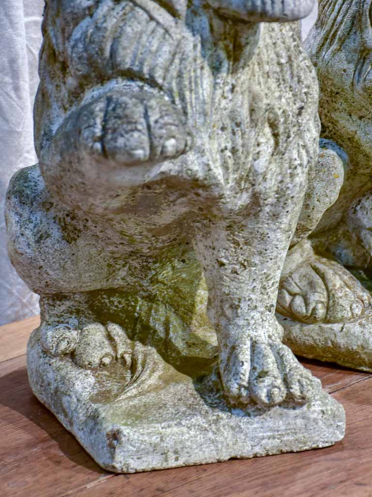 Pair of vintage French garden lions