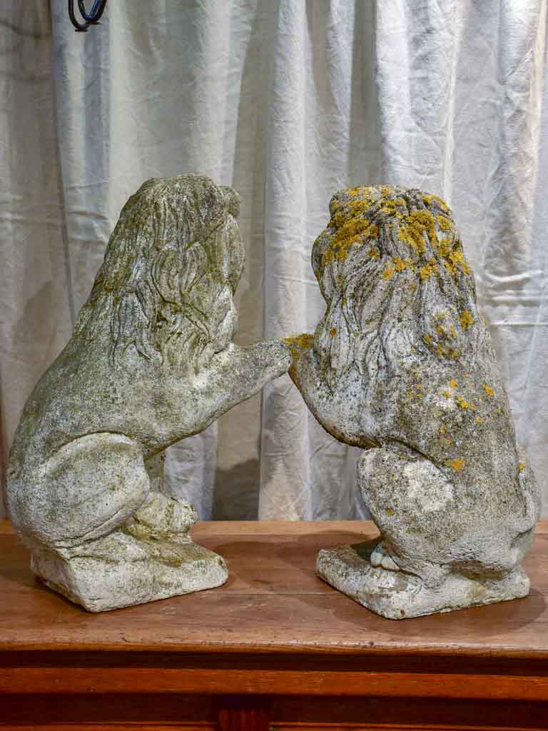 Pair of vintage French garden lions