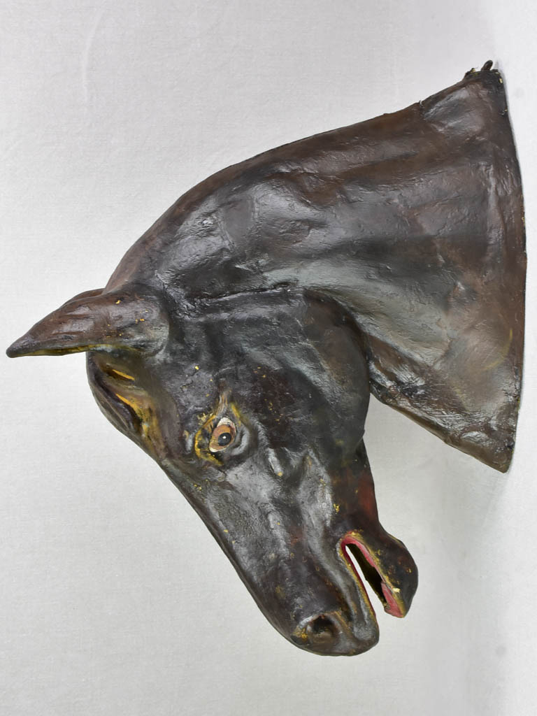 Antique French papier mâché sculpture of a horse head 28"