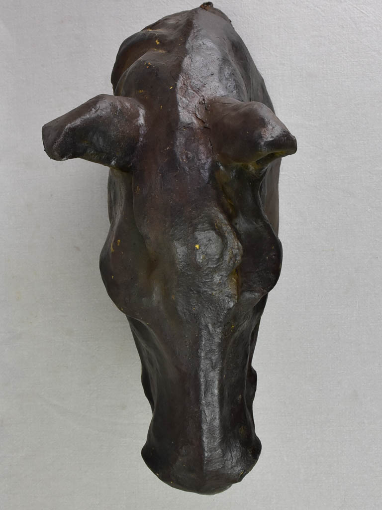 Antique French papier mâché sculpture of a horse head 28"